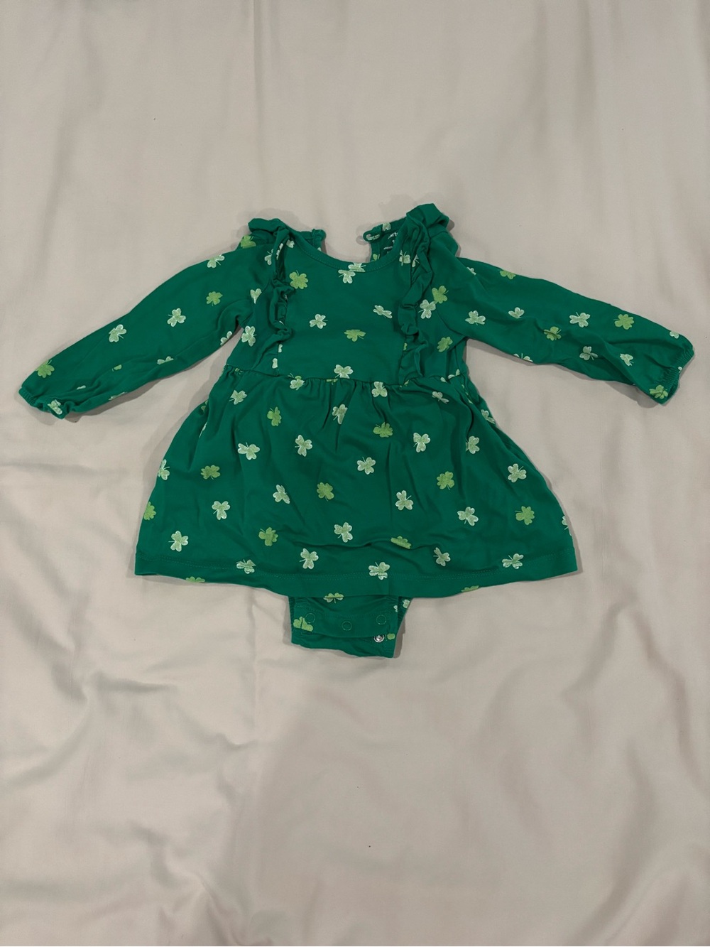 🍀 Carter’s Green Clover Long Sleeve Baby Dress 🍀